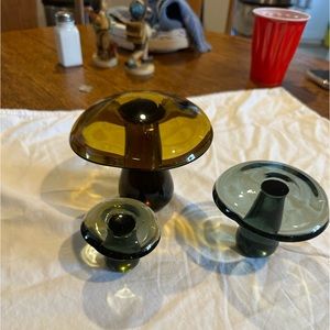 Vintage IFP Maleras Sweden glass mushroom sculptures-set of three